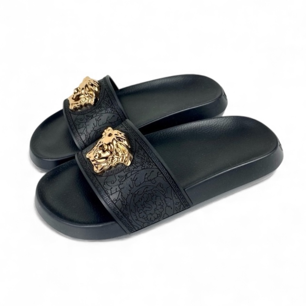 NIB Versace Women's Medusa Slide Sandals in Black/ Gold - Size 37 - Picture 5 of 16
